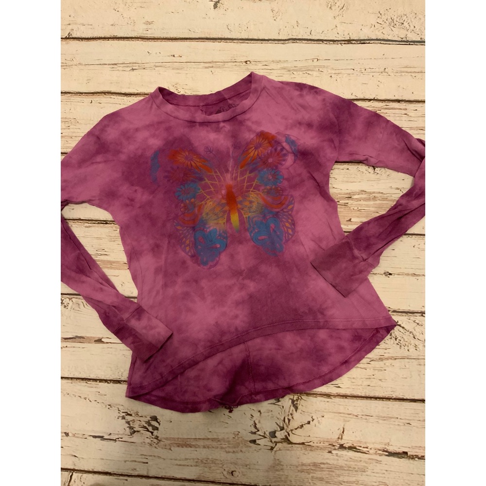 Signorelli Girls Purple Tie Dye Butterfly Graphic High Low Top Size M 10 Y2K